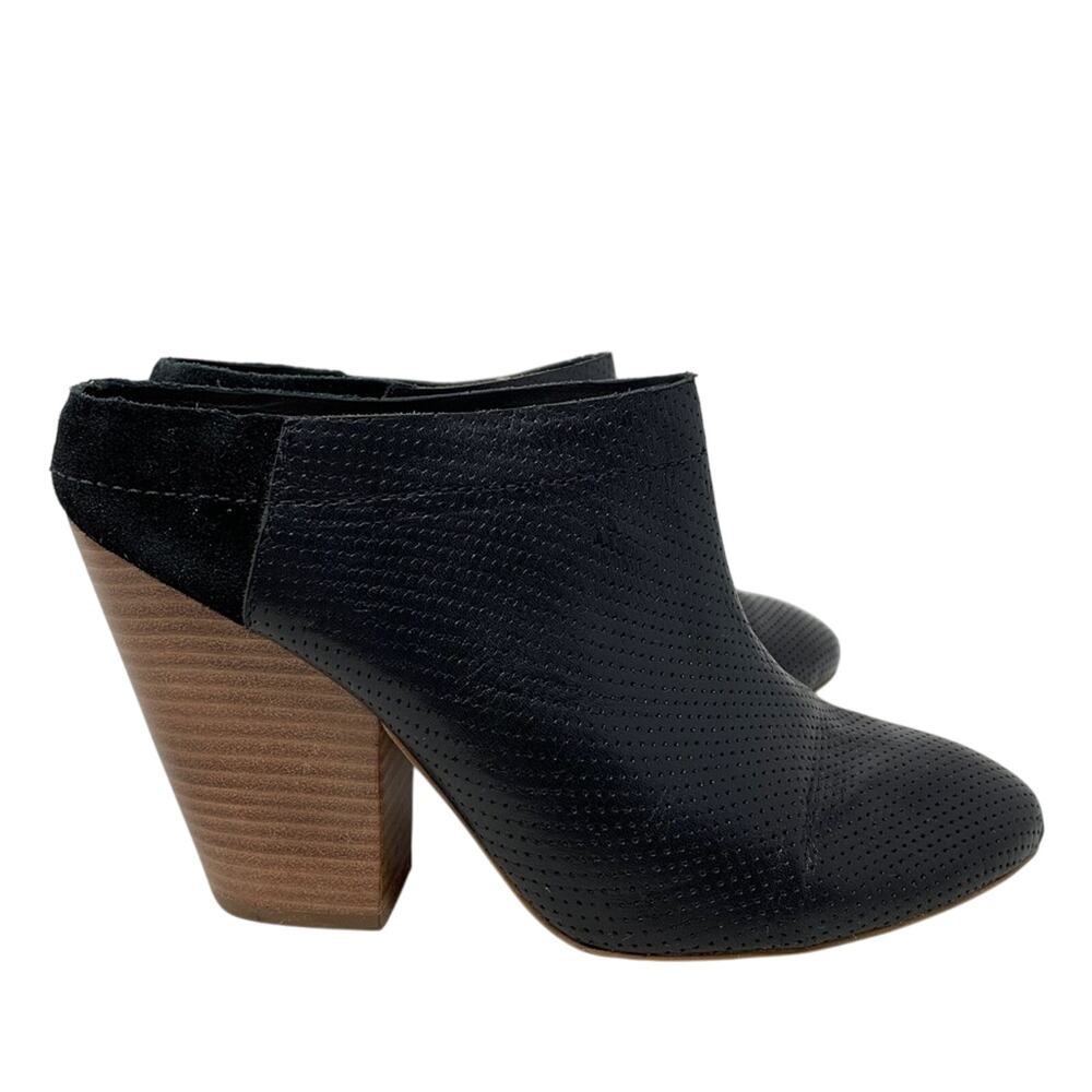 Anthropologie Miss Albright Black Leather Slip On Ankle Booties Size 7 - Picture 1 of 9